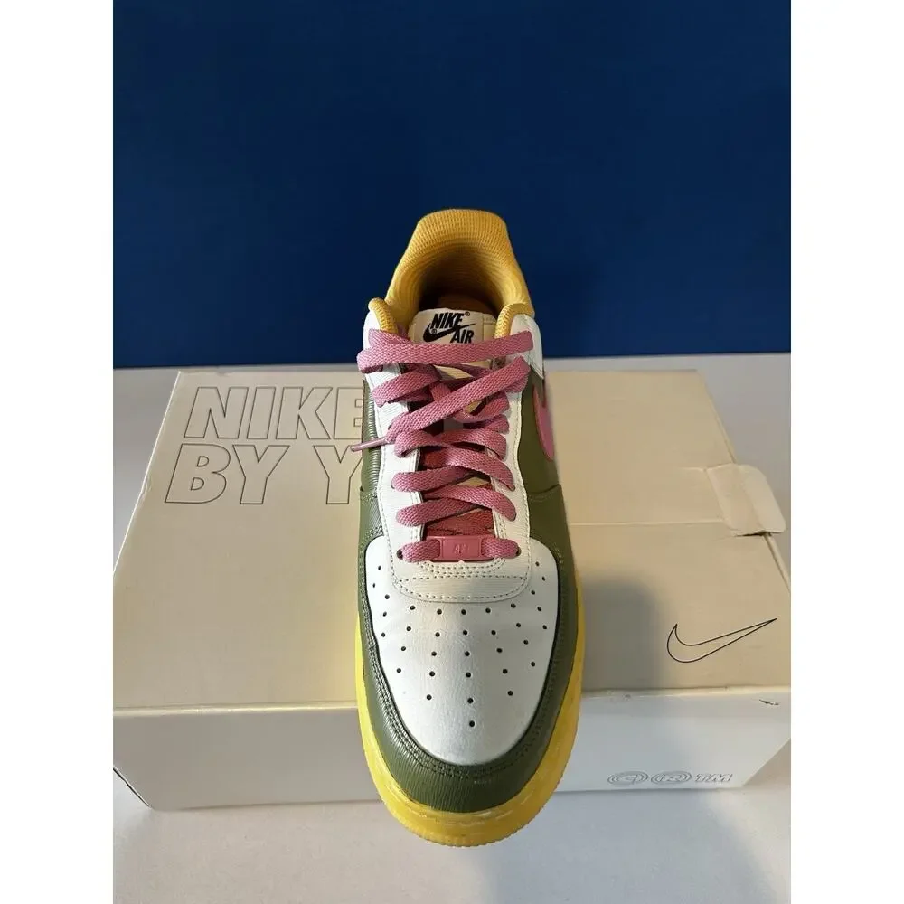 Nike By You Air Force 1 Low Custom Olive Pink Yellow Men’s Size 11 CT7875-994